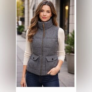 Eddie Bauer Yukon Model gray premium down filled wool outer vest grey